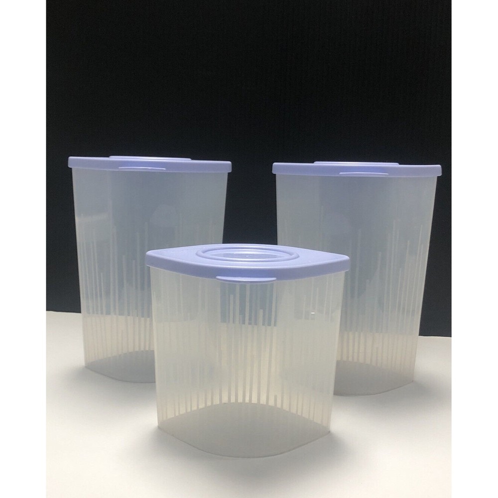 Tupperware Fresh N Cool (Set of 3) Refrigerator Containers  #5058 Blue Stackable